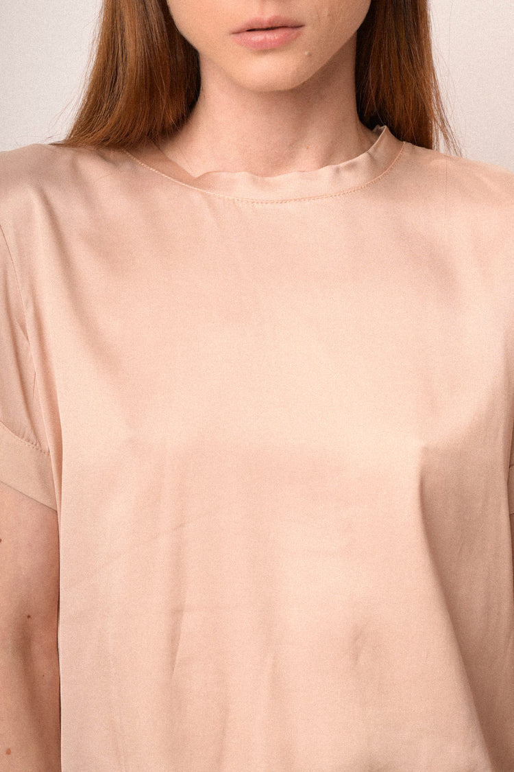 T-shirt in raso di viscosa rosa