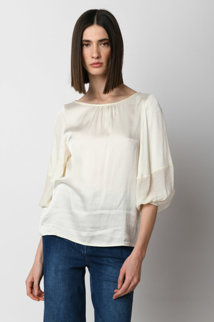 Blusa in raso e crêpe