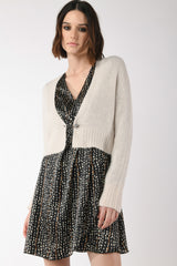 Cardigan misto mohair con spilla