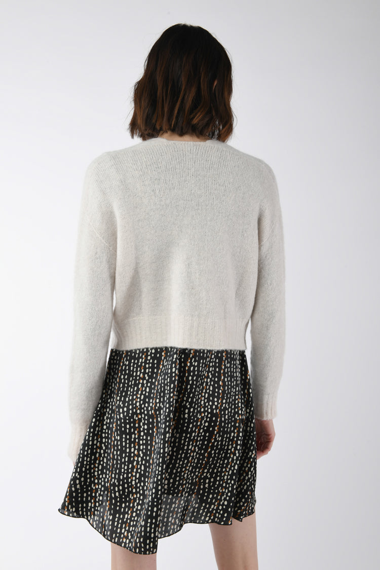 Cardigan misto mohair con spilla