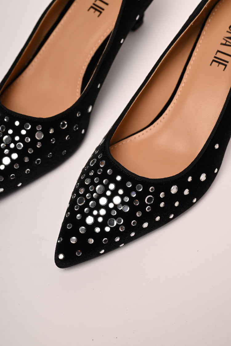 Décolleté in velluto con strass