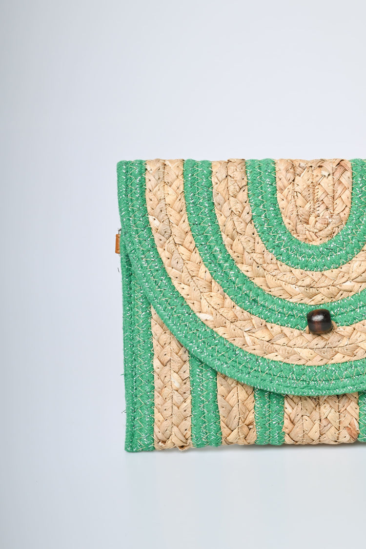 Pochette in paglia a righe con lurex