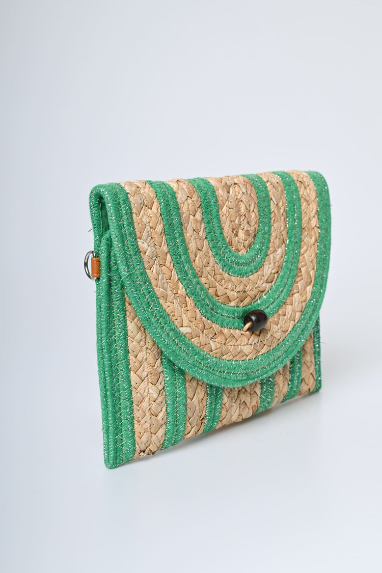 Pochette in paglia a righe con lurex