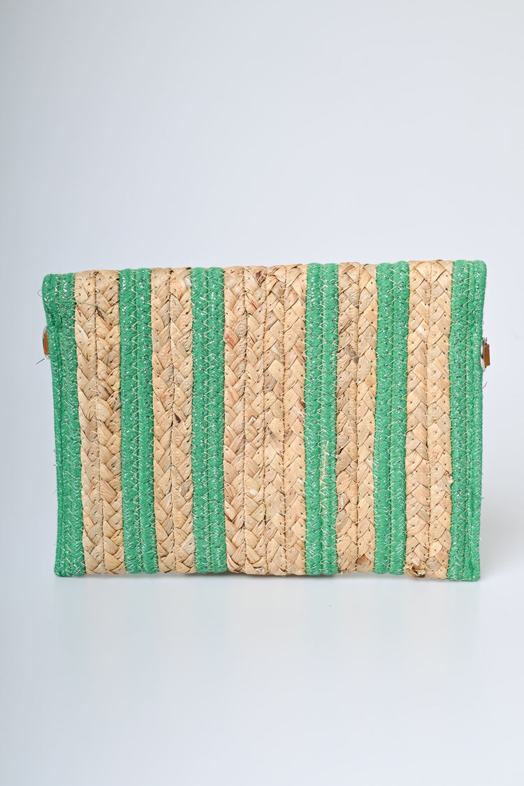 Pochette in paglia a righe con lurex