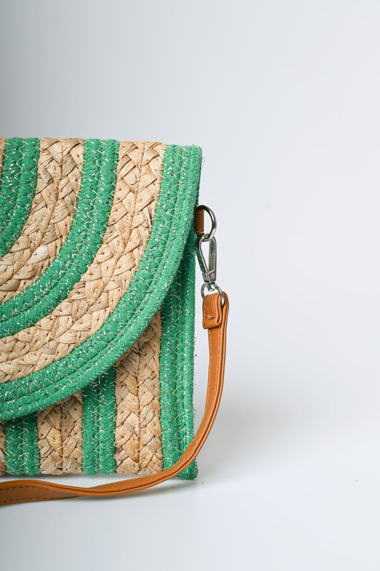 Pochette in paglia a righe con lurex