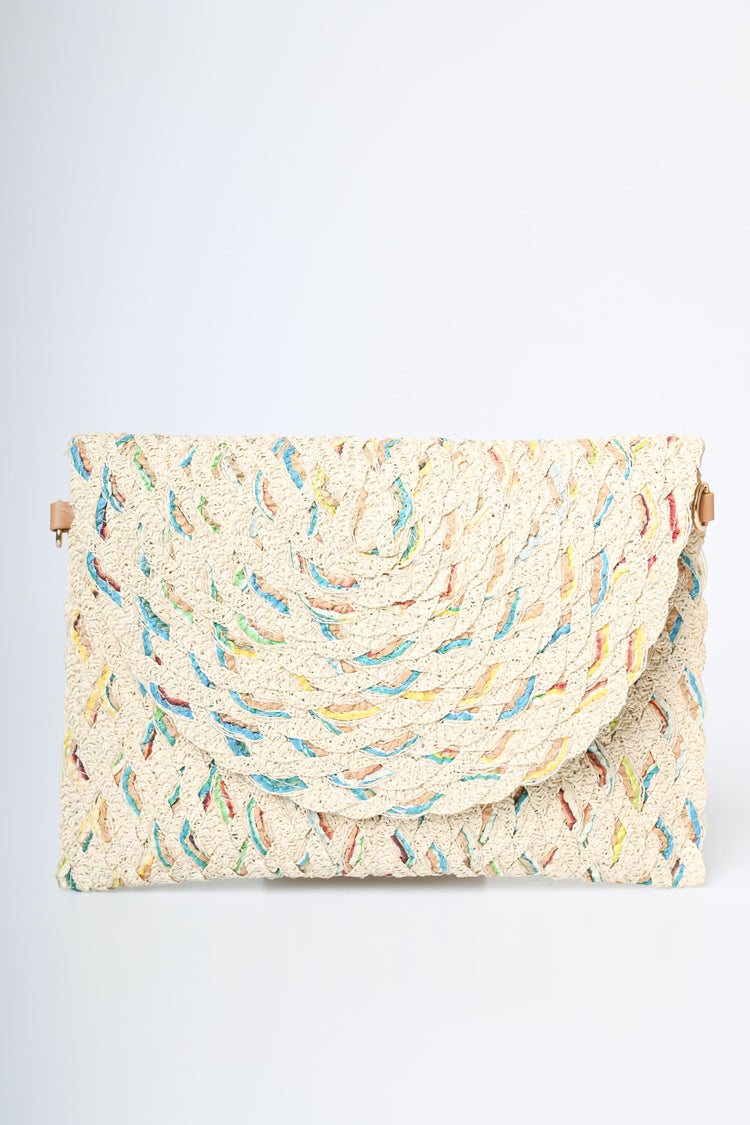 Pochette in paglia intrecciata