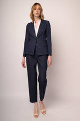Pantaloni barrel-leg misto viscosa blu
