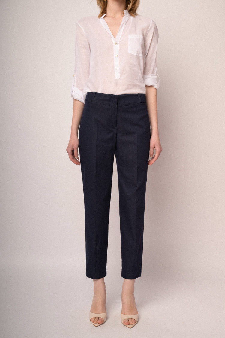 Pantaloni barrel-leg misto viscosa blu