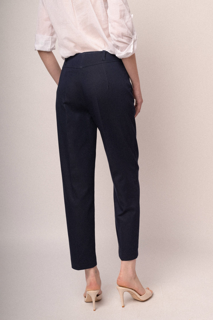 Pantaloni barrel-leg misto viscosa blu