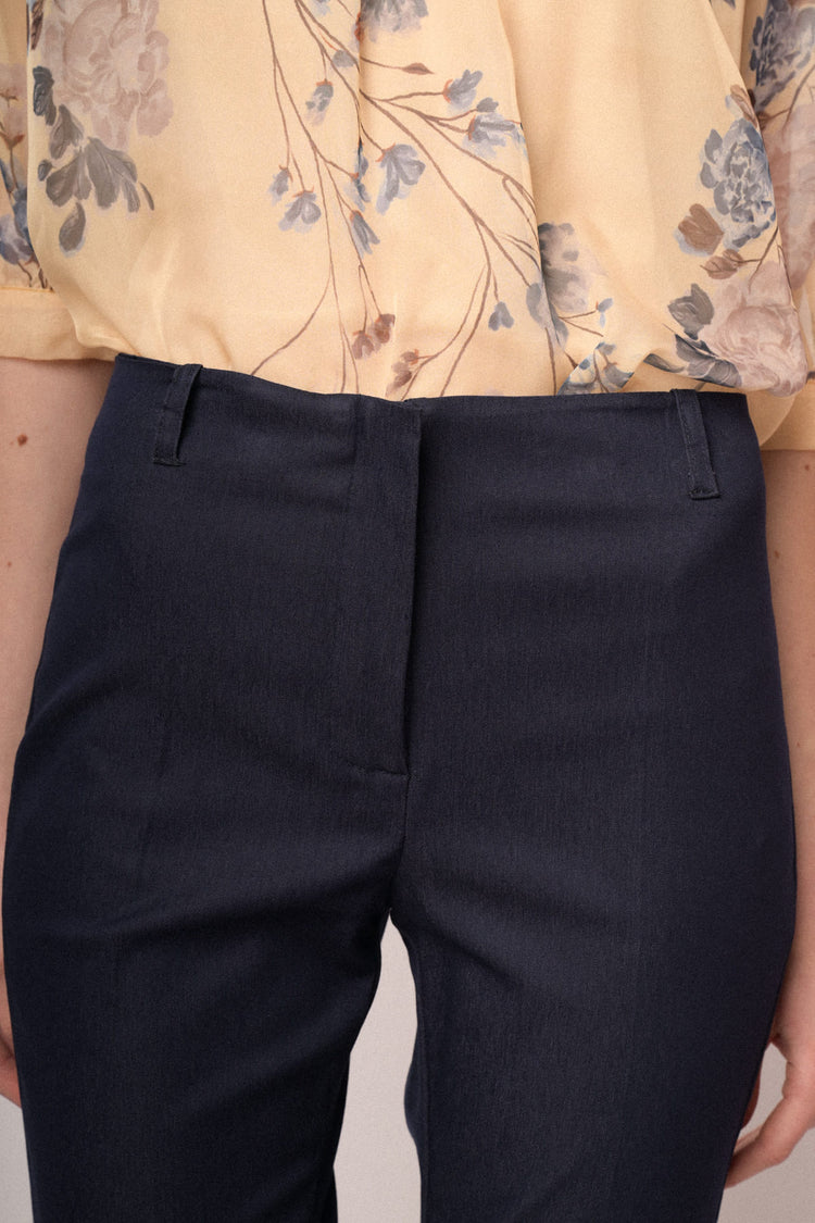 Pantaloni a gamba svasata misto viscosa blu
