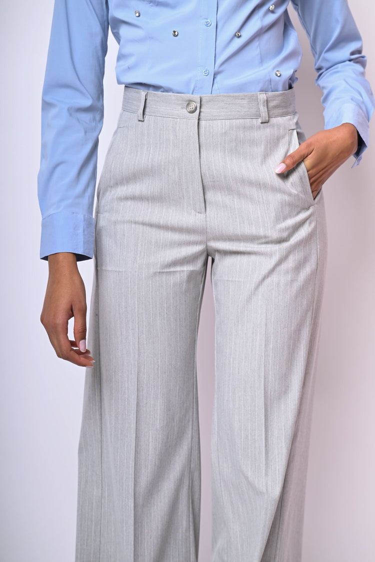 Pantaloni palazzo in gessato lurex
