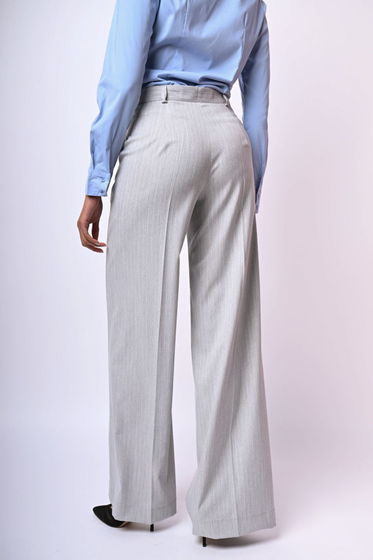 Pantaloni palazzo in gessato lurex