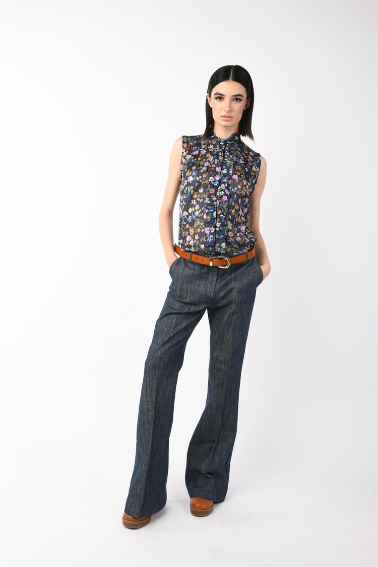Pantaloni palazzo effetto denim