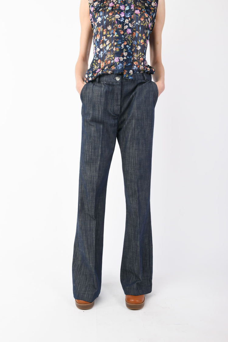 Pantaloni palazzo effetto denim
