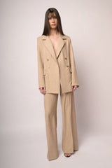 Pantaloni palazzo con motivo a righe beige
