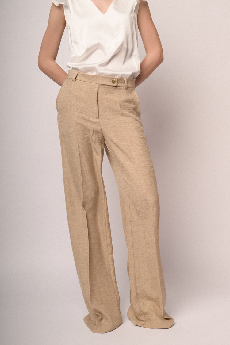 Pantaloni palazzo con motivo a righe beige