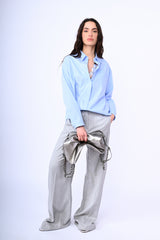 Pantaloni palazzo in gessato lurex