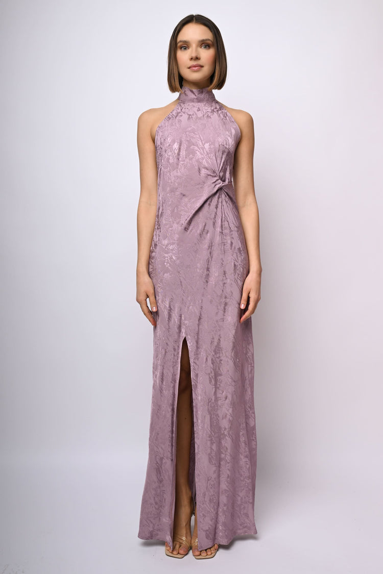 Abito lungo in jacquard floreale