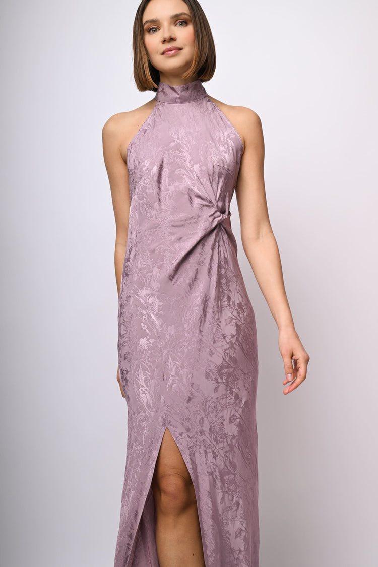 Abito lungo in jacquard floreale