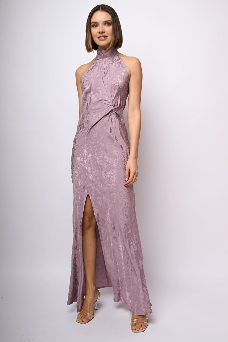 Abito lungo in jacquard floreale