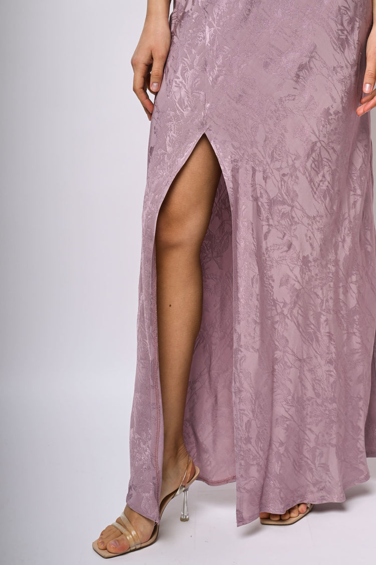Abito lungo in jacquard floreale