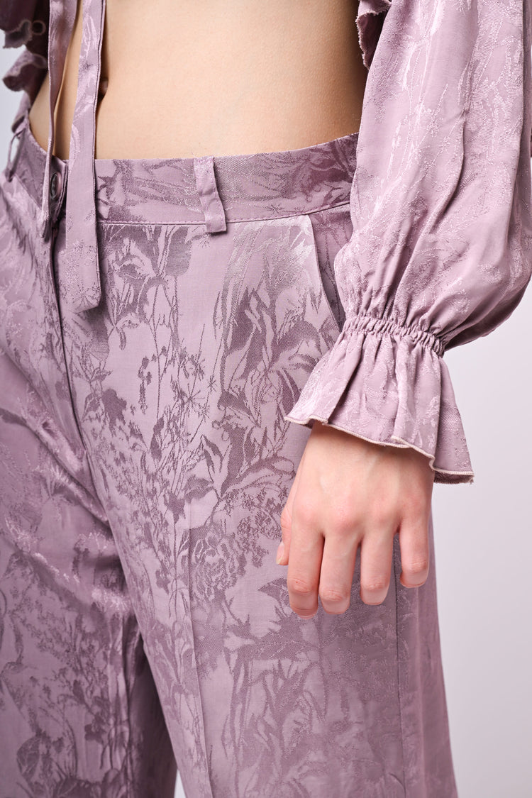 Pantaloni palazzo in jacquard floreale
