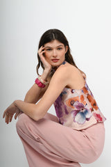 Top allamericana con stampa floreale
