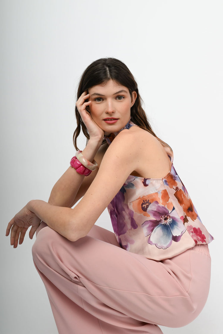 Top allamericana con stampa floreale