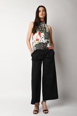 Pantalone palazzo in cotone stretch