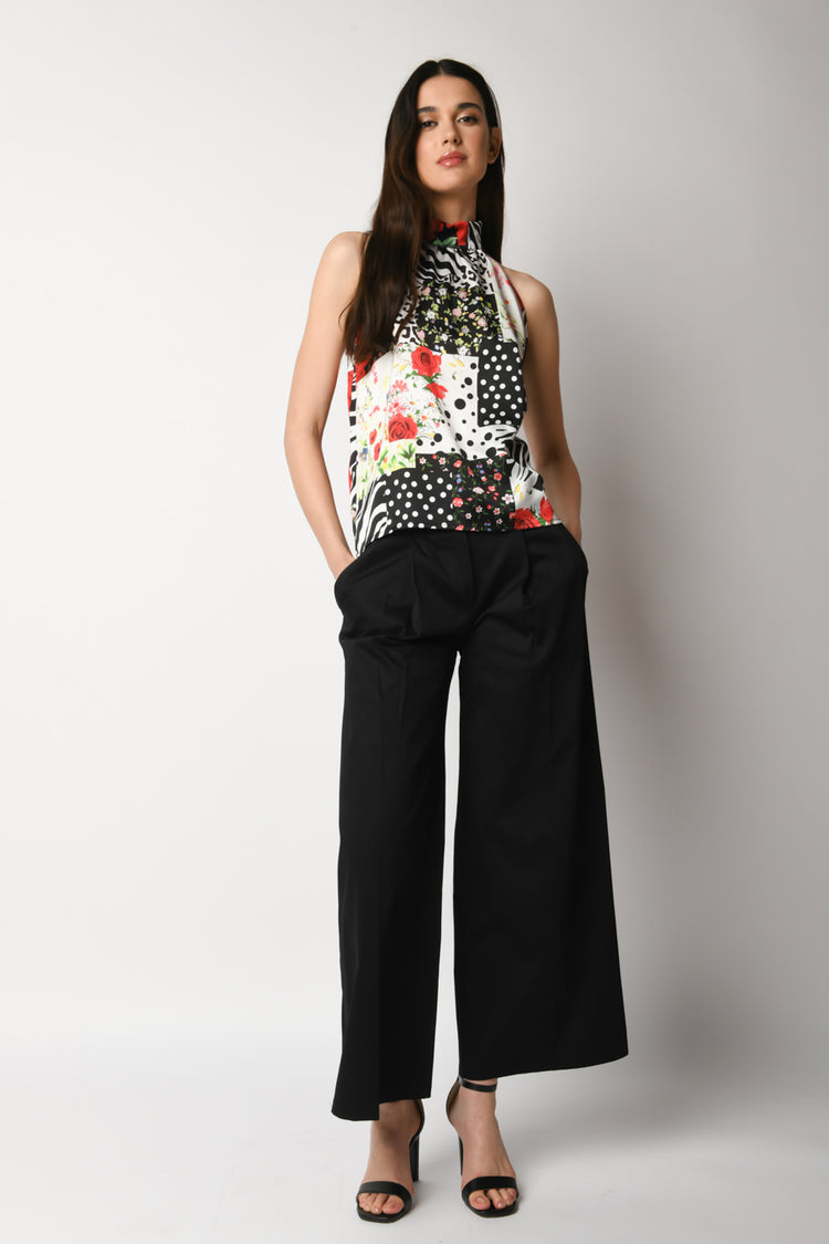 Pantalone palazzo in cotone stretch