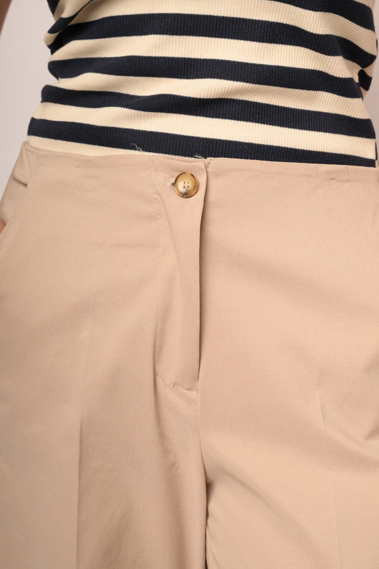 Pantaloni palazzo misto viscosa beige