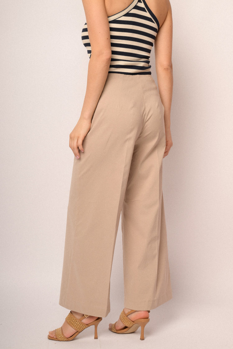 Pantaloni palazzo misto viscosa beige
