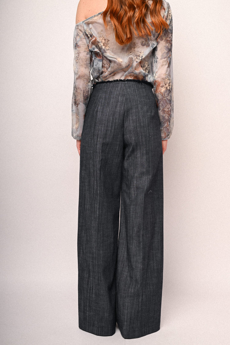 Pantaloni palazzo effetto denim