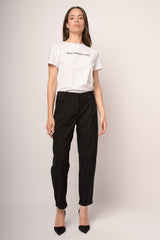 Pantaloni baggy neri misto viscosa stretch