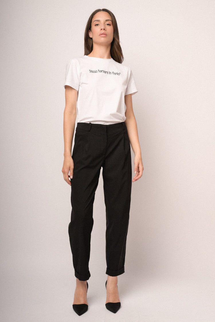Pantaloni baggy neri misto viscosa stretch