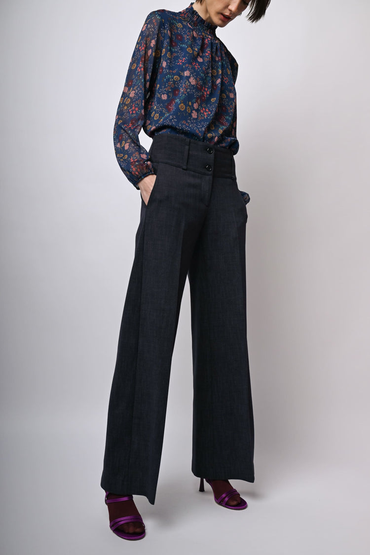 Pantaloni palazzo misto viscosa