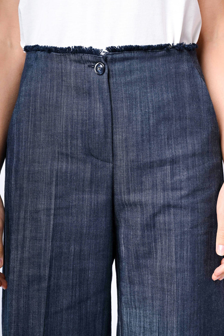 Pantaloni palazzo con vita sfrangiata
