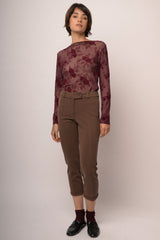 Pantaloni slim-fit misto modal cioccolato