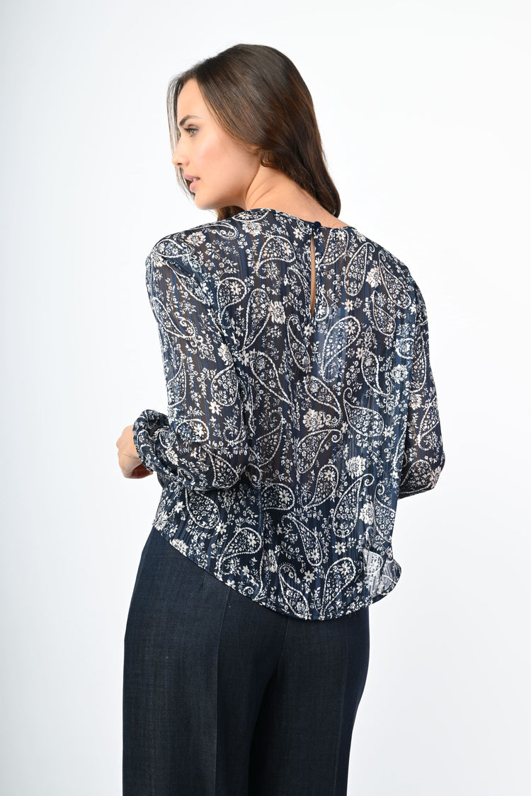 Blusa in georgette lurex a stampa paisley