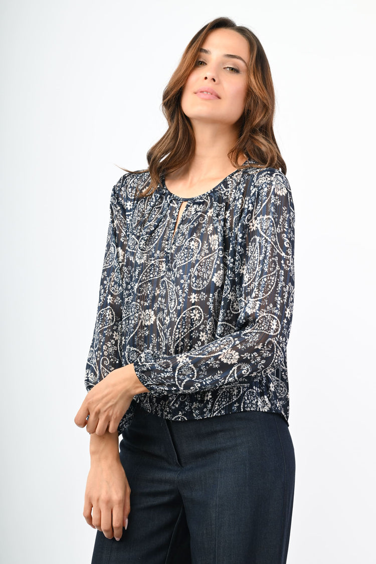 Blusa in georgette lurex a stampa paisley