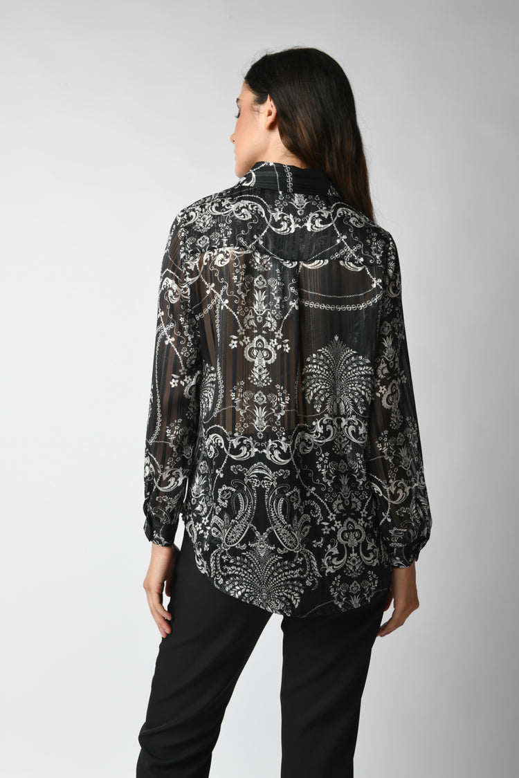 Camicia in georgette a stampa etnico-floreale