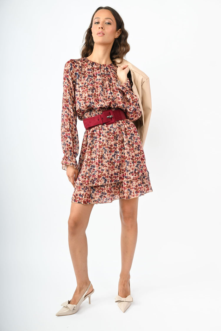 Mini abito a stampa floreale lurex