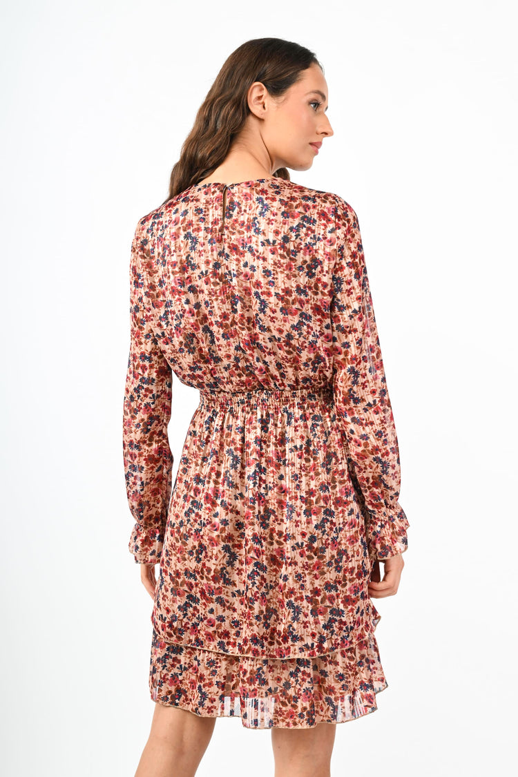 Mini abito a stampa floreale lurex