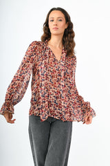 Blusa a stampa floreale lurex