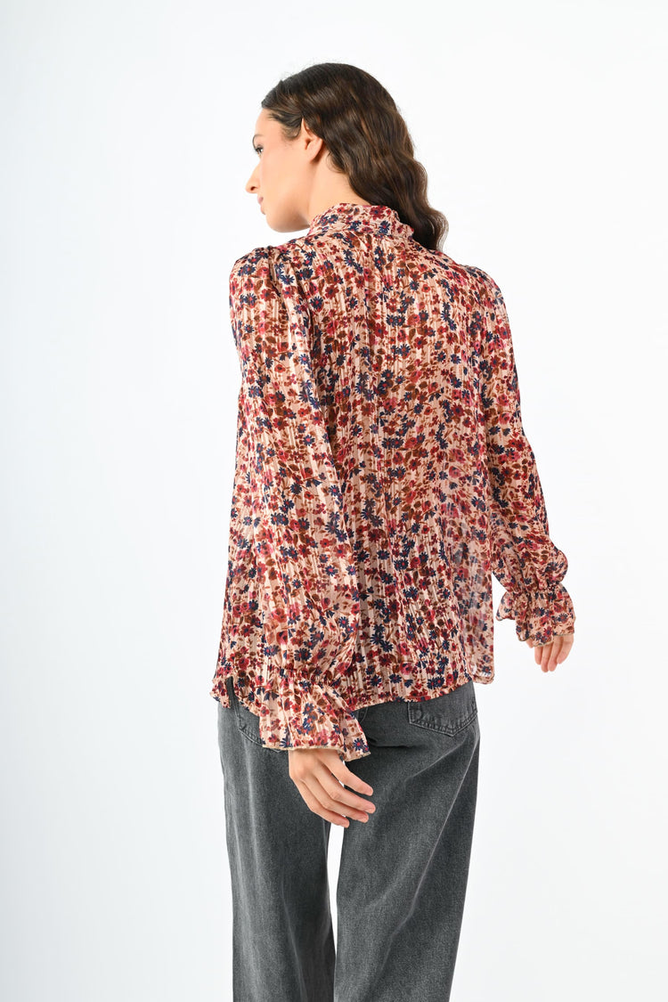 Blusa a stampa floreale lurex