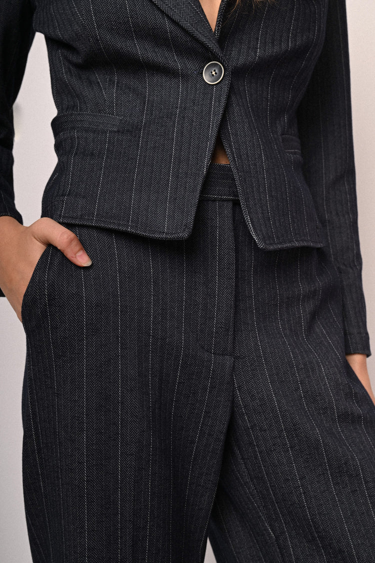 Pantaloni palazzo con motivo gessato