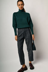 Pantaloni misto cotone con pinces