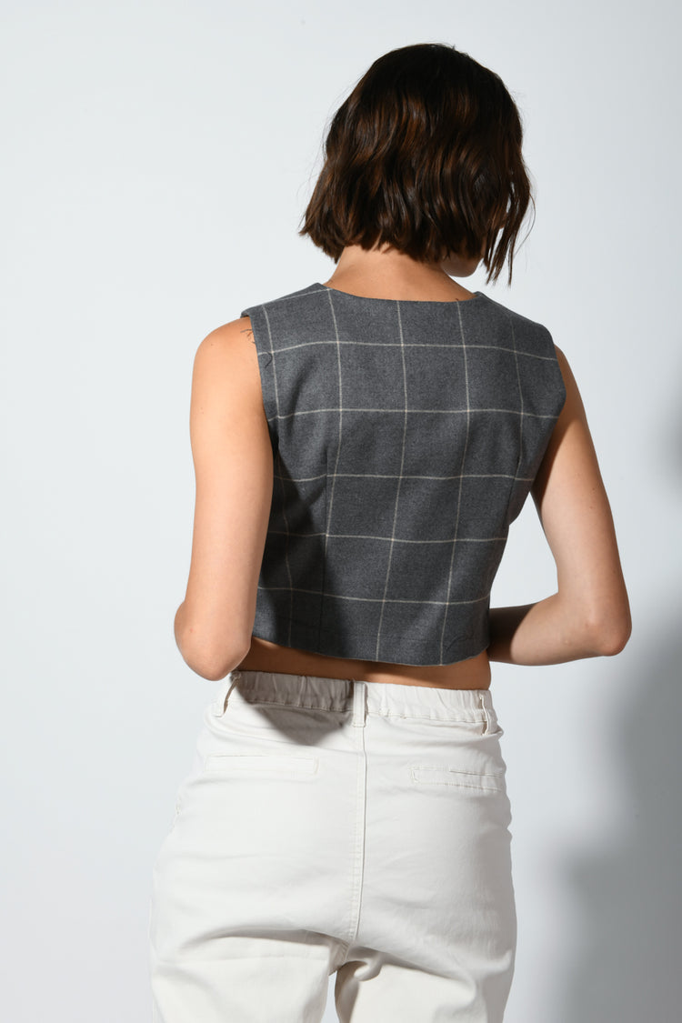 Gilet misto viscosa check