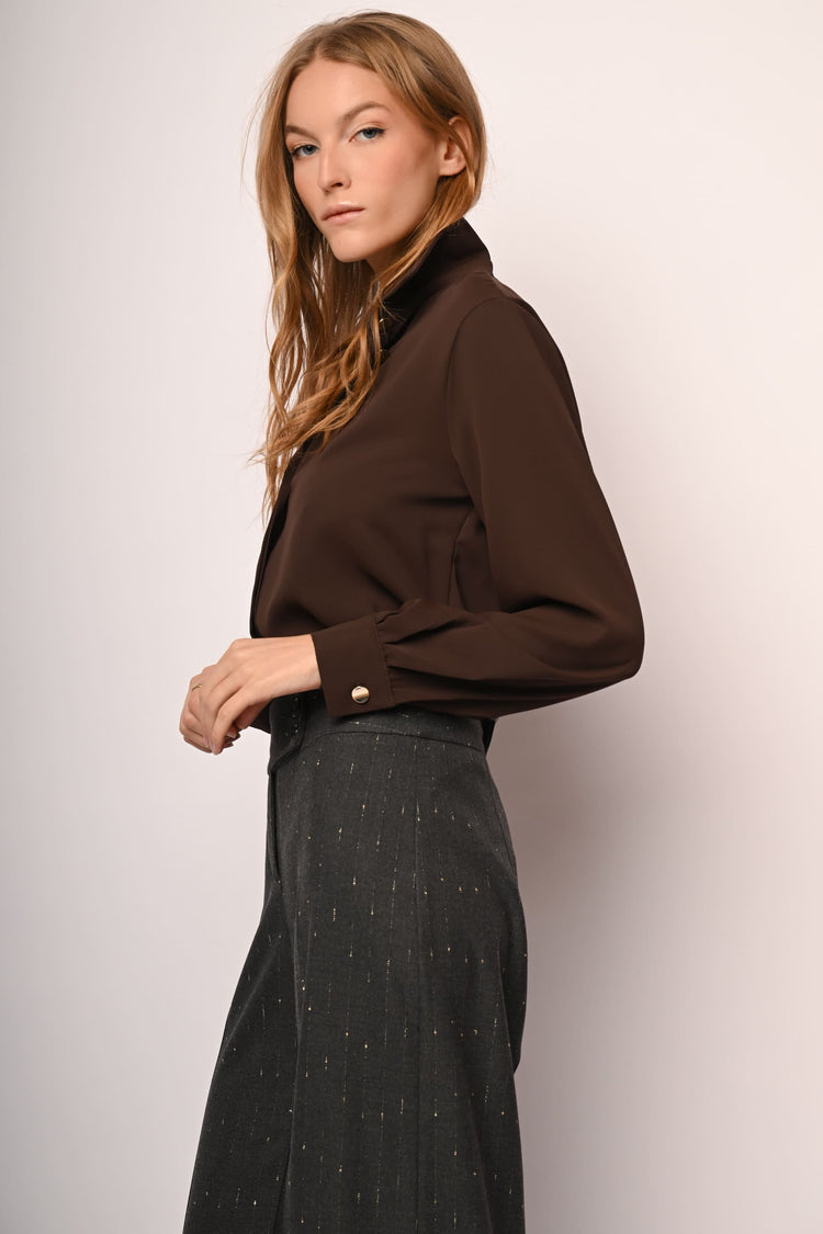 Pantaloni palazzo in gessato lamé