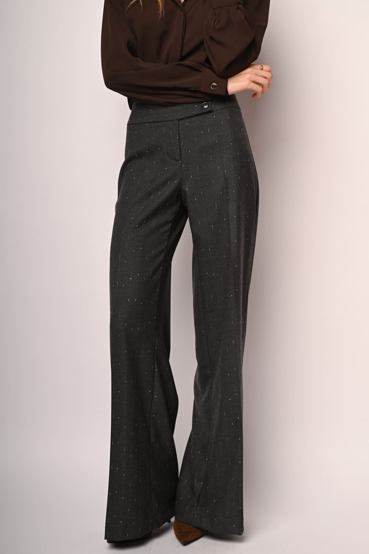 Pantaloni palazzo in gessato lamé